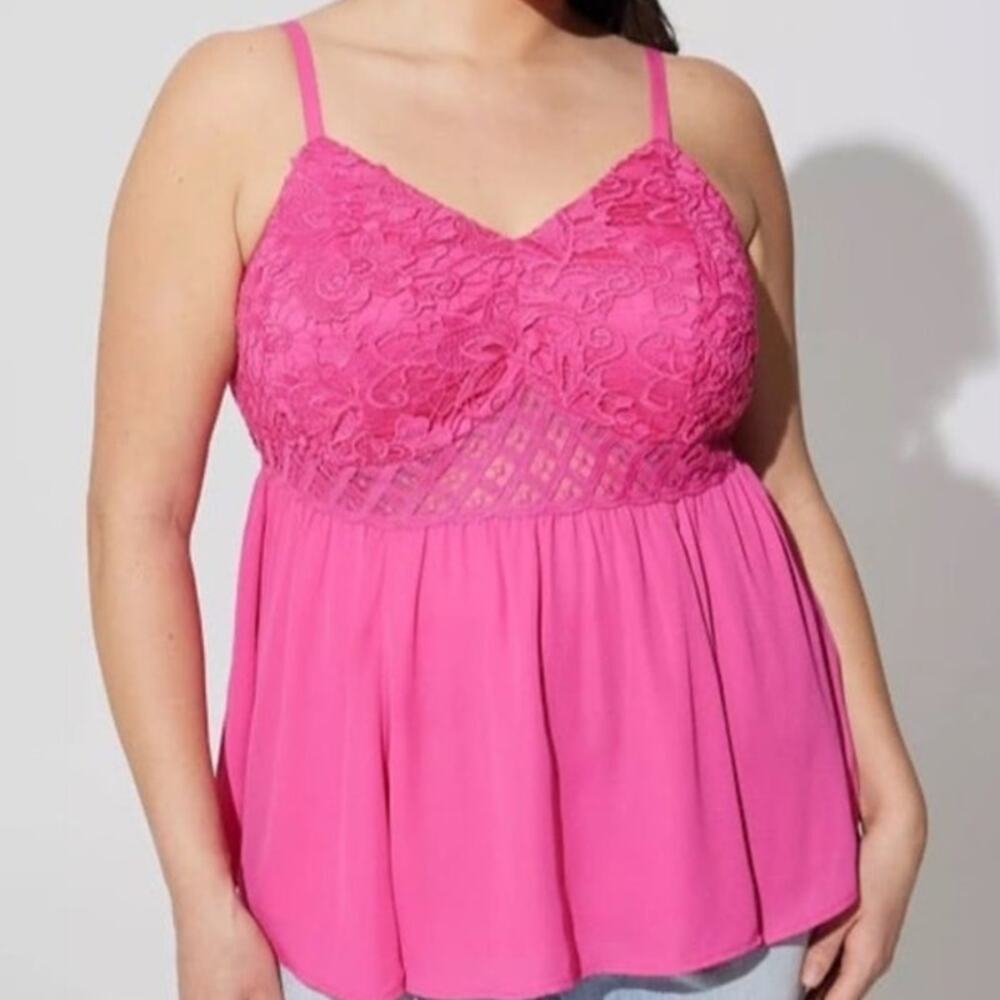 Torrid Babydoll Georgette Lace Trim Cami size 1